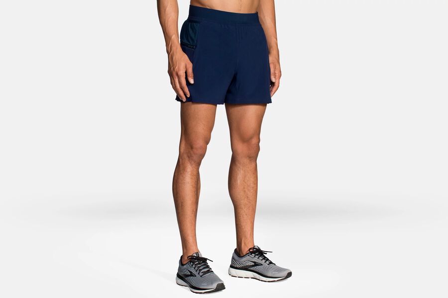 Mens Brooks Sherpa 5" 2-in-1 Bottoms Navy | 672519-LNH